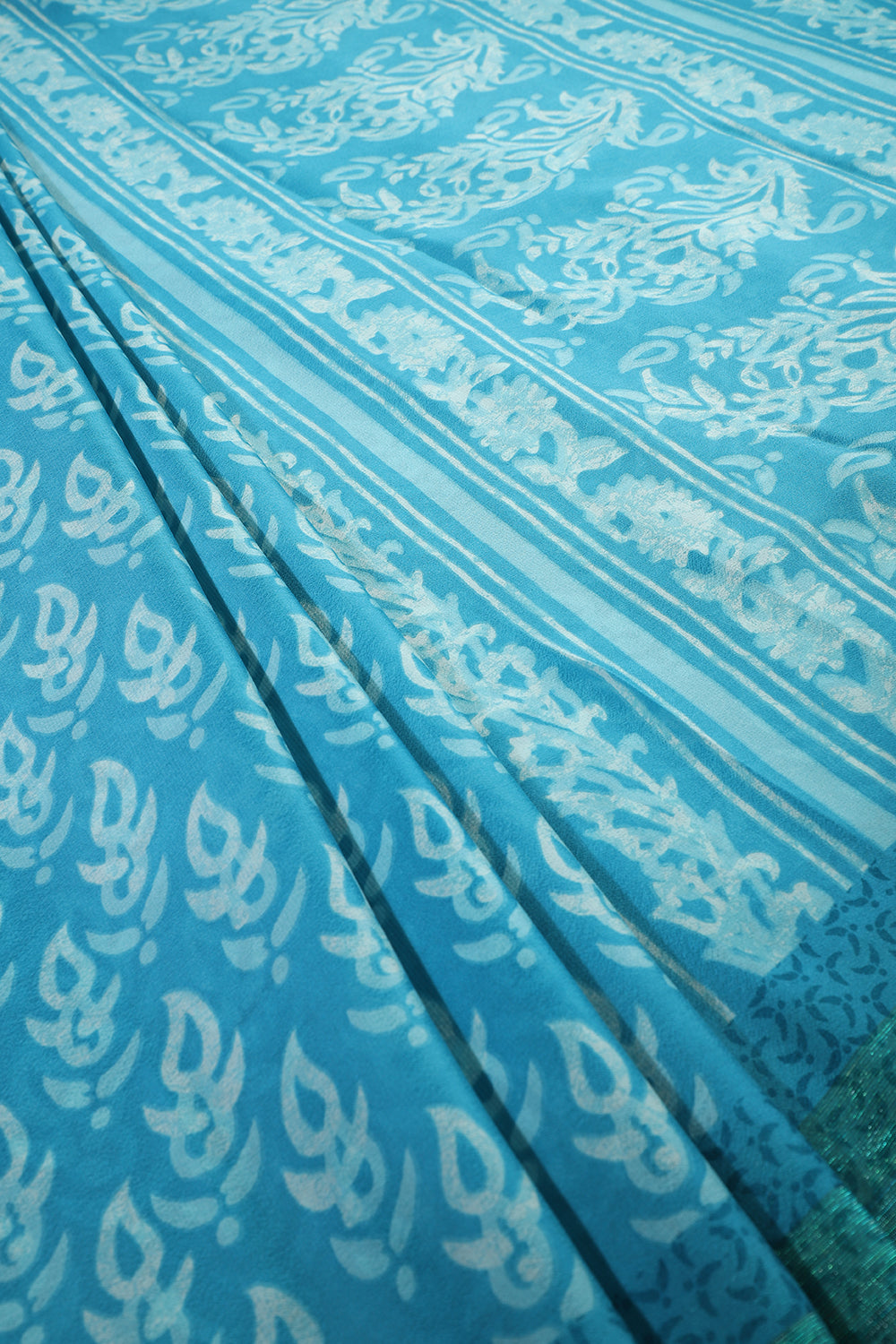 Turquoise Color Georgette Printed Saree