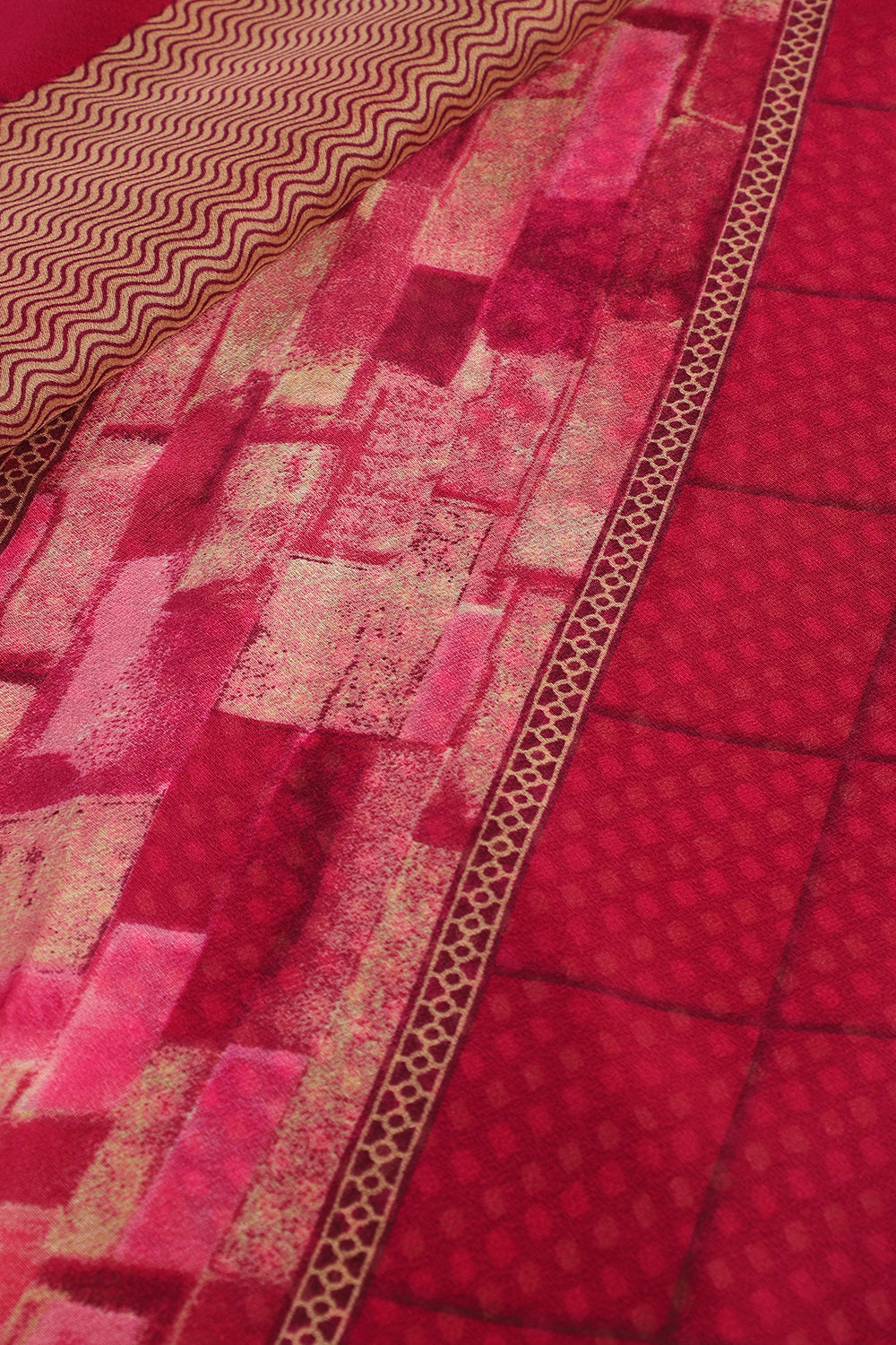 Wine Color Georgette  Abstract Printed Saree