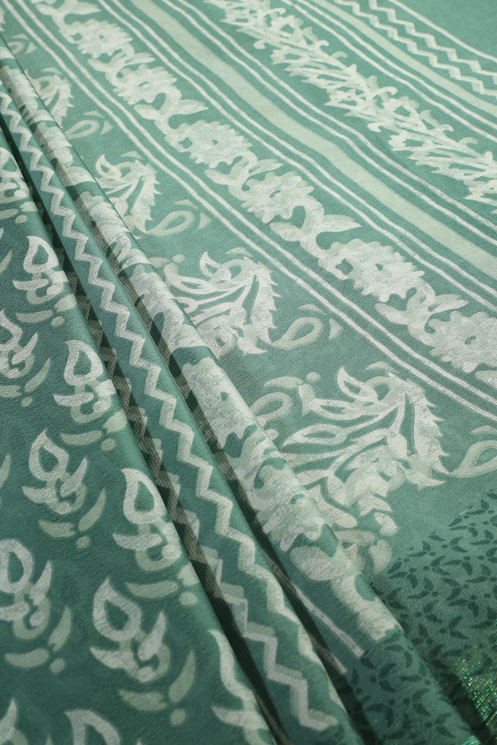 Sea Green Color Georgette Printed Saree