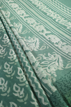 Sea Green Color Georgette Printed Saree