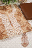 Brown Cotton Printed & Resham Neck Embroidered Unstitched Suit Fabric