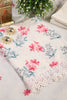 White & Cherry Color Cotton Floral Printed & Resham Embroidered Unstitched Suit Fabric