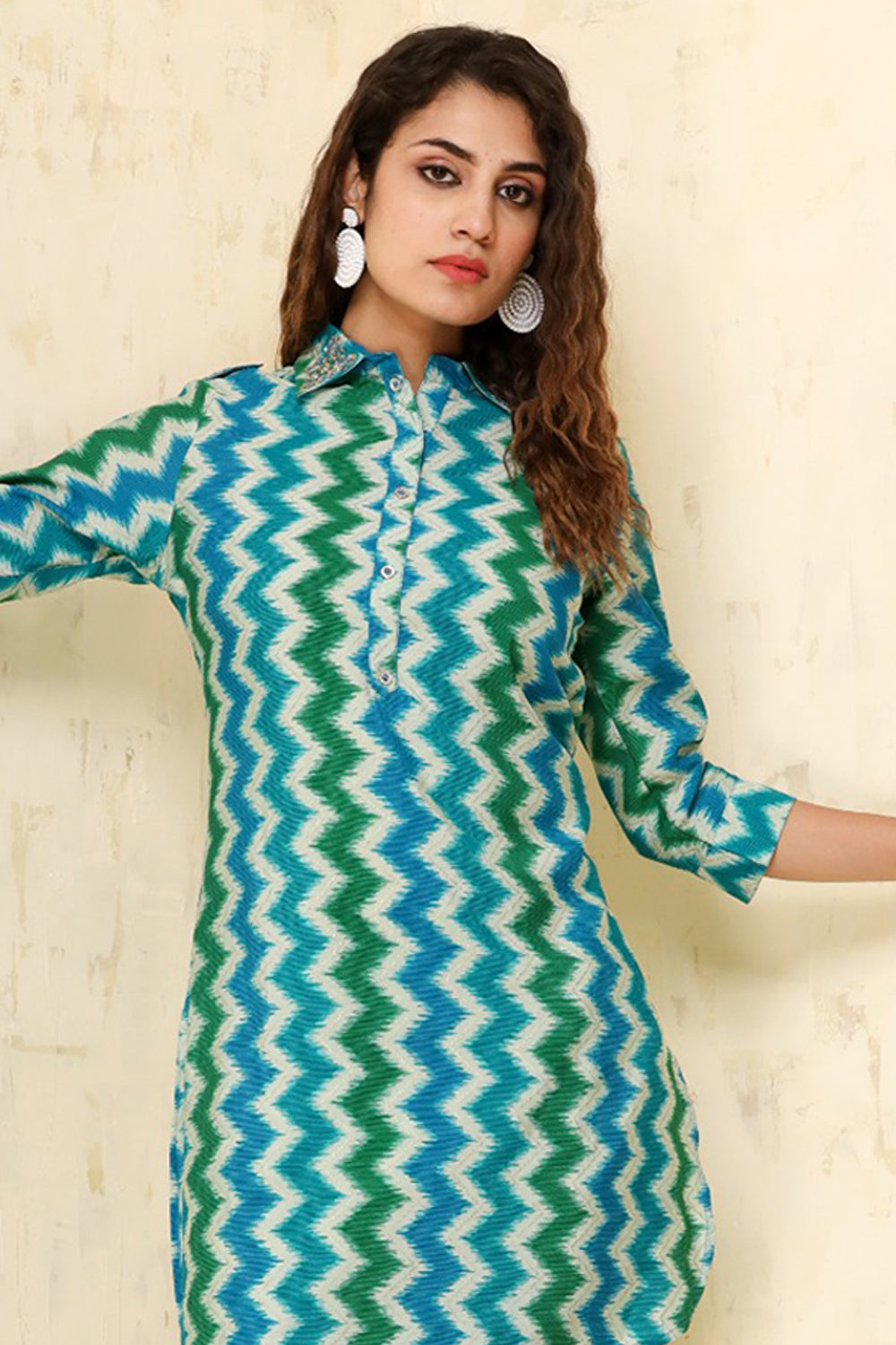 Teal & Green Color Muslin Printed Co-Ord Dress
