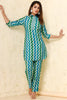 Teal & Green Color Muslin Printed Co-Ord Dress