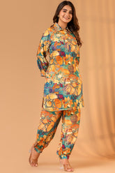 Mustard Color Muslin Printed  Co-Ord Set