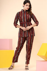 Multi-Color Muslin Printed  Co-Ord Dress