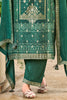 Bottle Green Color Silk Woven Straight Suit