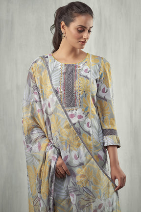 Pista Green Color Linen Printed Suit