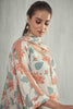 Cream & Orange Color Linen Printed Suit