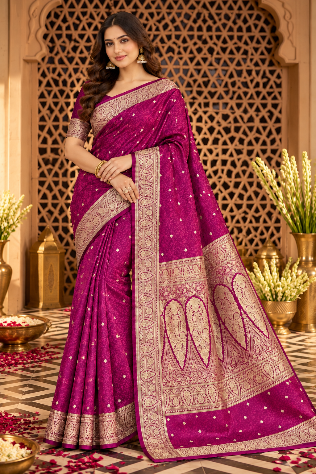 Purple Mulbary Banarasi Silk Woven Saree