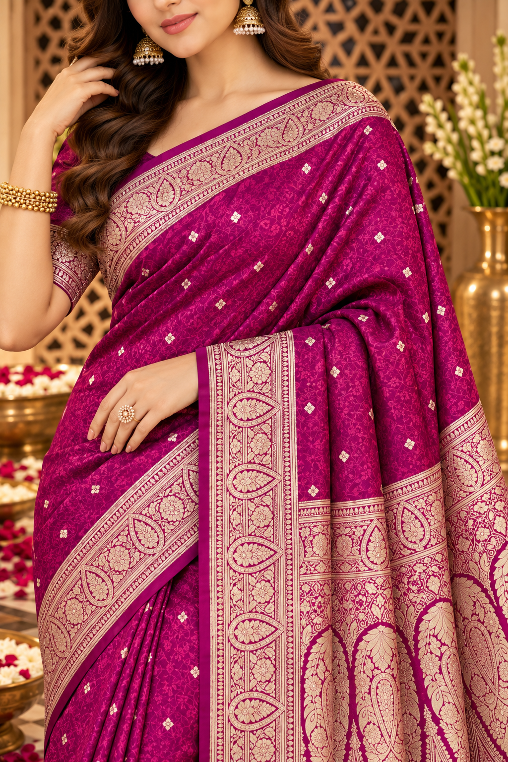 Purple Mulbary Banarasi Silk Woven Saree