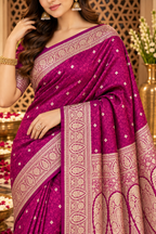 Purple Mulbary Banarasi Silk Woven Saree