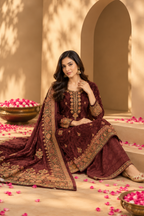 Maroon Color Velvet Digital Printed Unstitched Suit Material