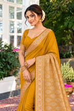 Mustard Cotton Silk Woven Saree