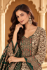 Beige & Green Pashmina Floral Digital Printed Unstitched Suit Material