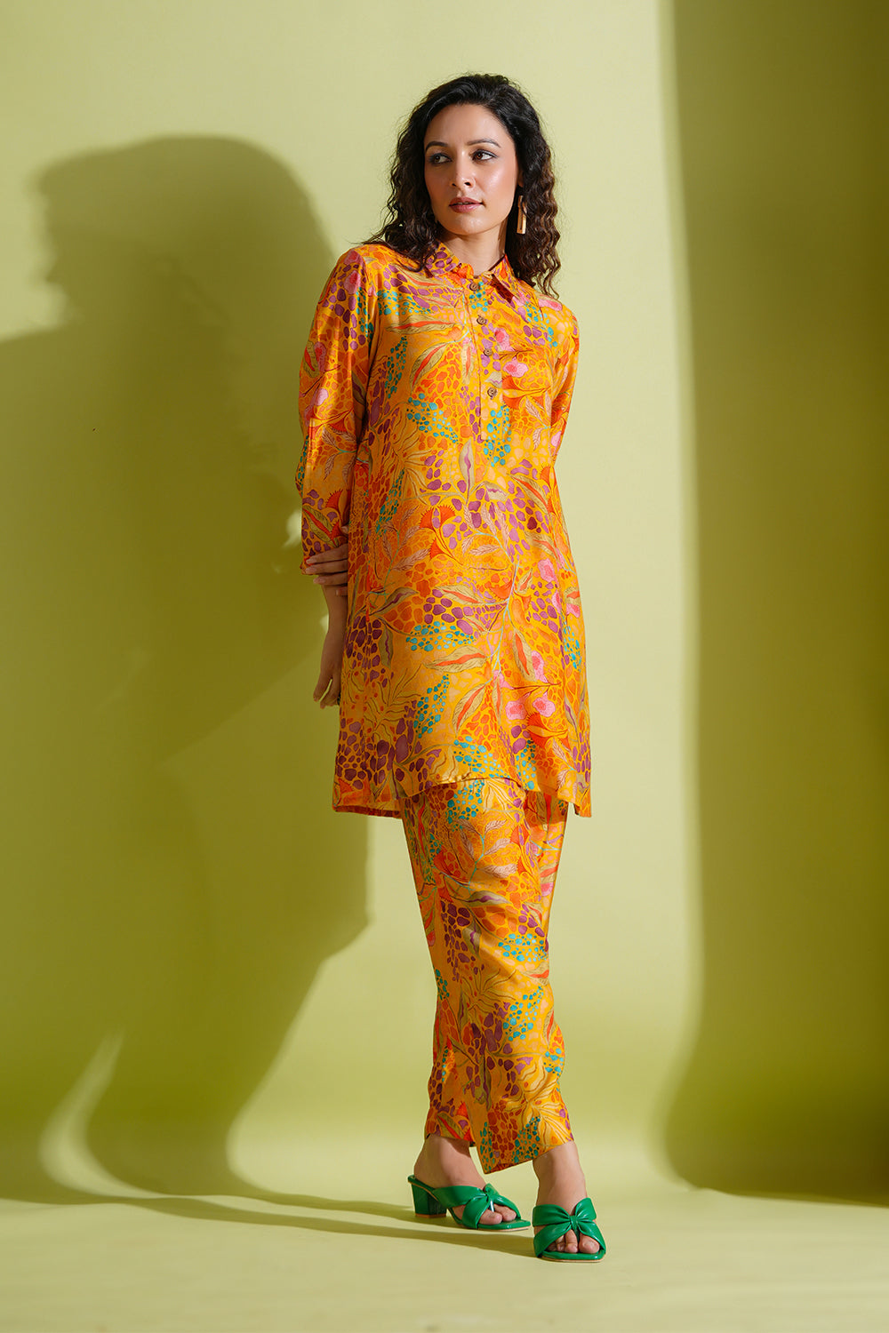 Mustard Color Printed Crepe Co-Ord Set