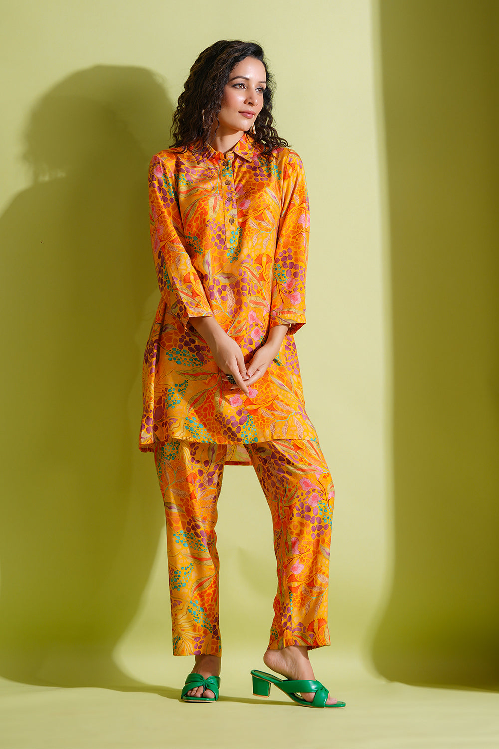 Mustard Color Printed Crepe Co-Ord Set