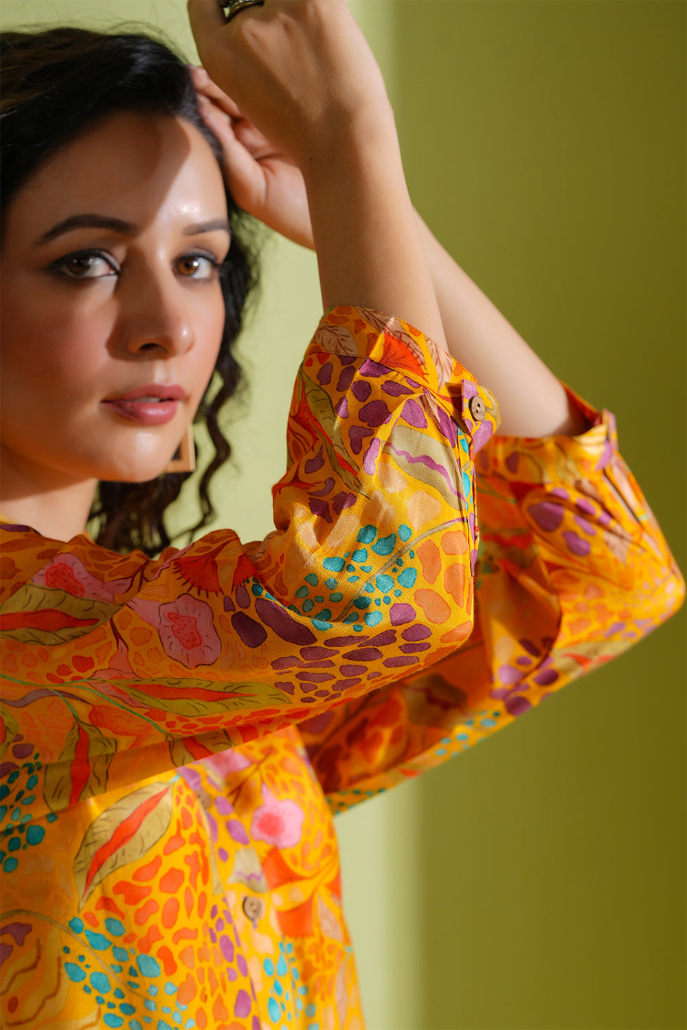 Mustard Color Printed Crepe Co-Ord Set