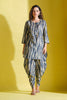 Beige & Navy Colour Shibori Printed Muslin Co-Ord Set