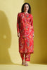 Red Color Printed Muslin Co-Ord Dress