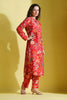 Red Color Printed Muslin Co-Ord Dress