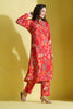 Red Color Printed Muslin Co-Ord Dress