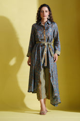 Grey Color Muslin Printed Co-Ord Set