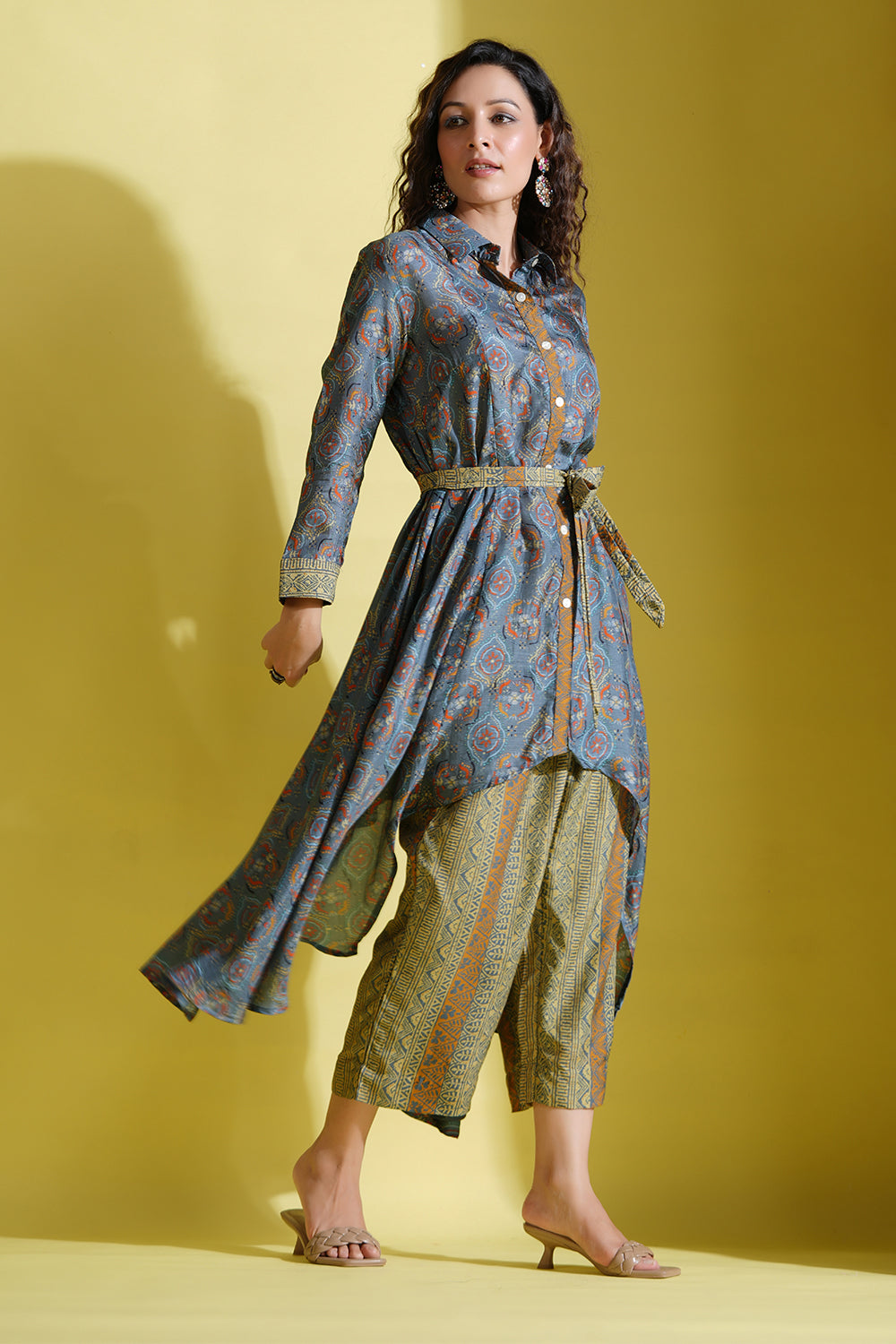 Grey Color Muslin Printed Co-Ord Set