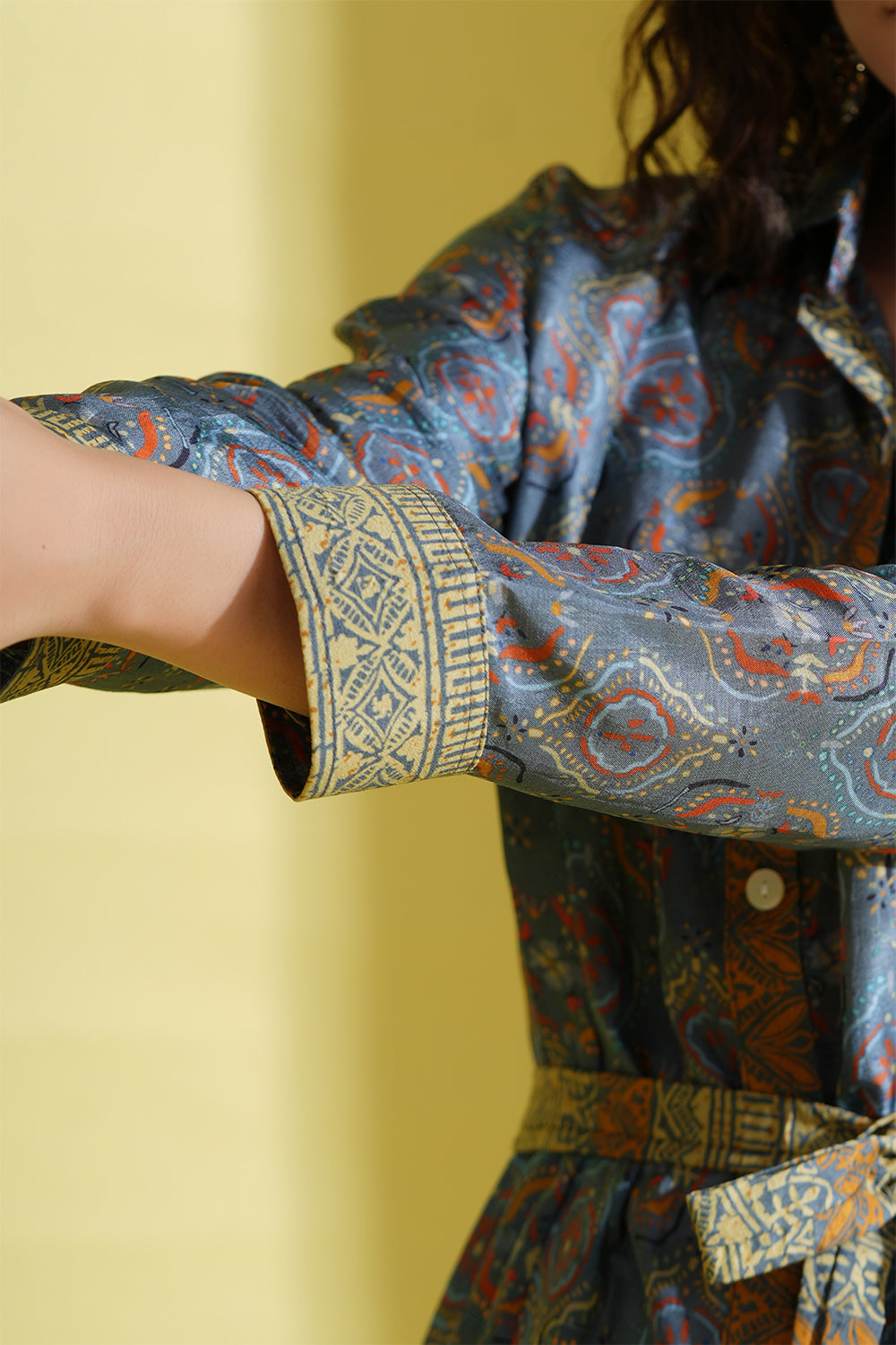 Grey Color Muslin Printed Co-Ord Set