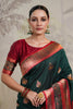 Bottle Green Color Silk Woven Saree