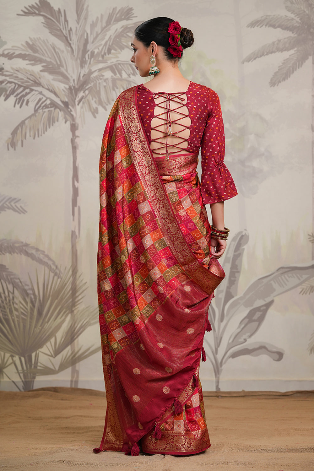 Maroon Color Silk Woven Saree