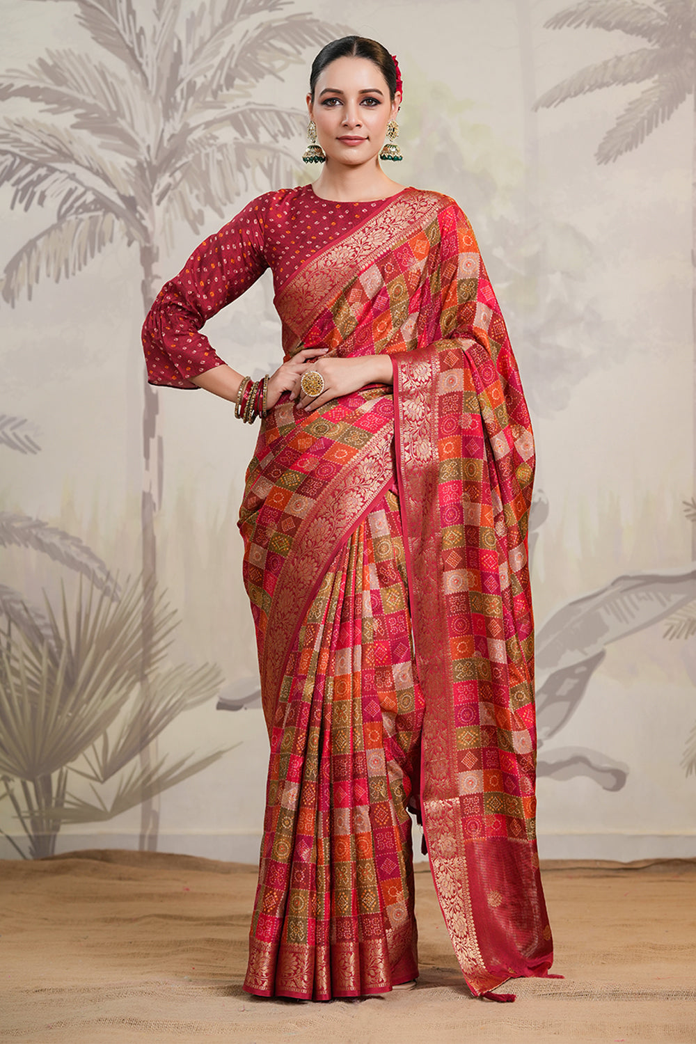 Maroon Color Silk Woven Saree