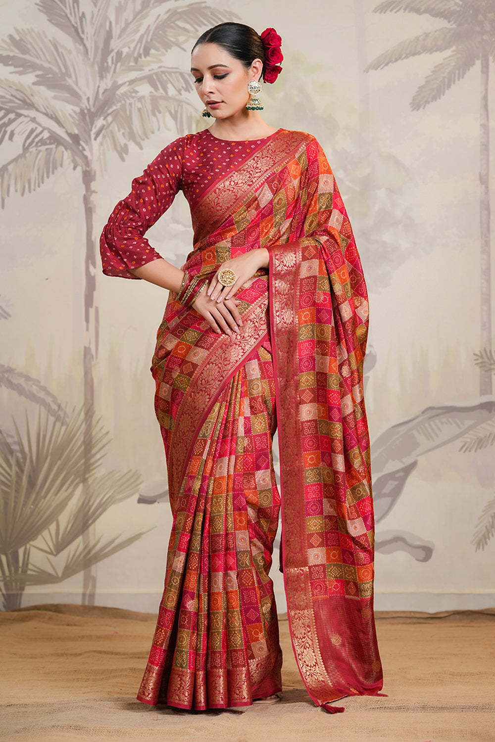 Maroon Color Silk Woven Saree