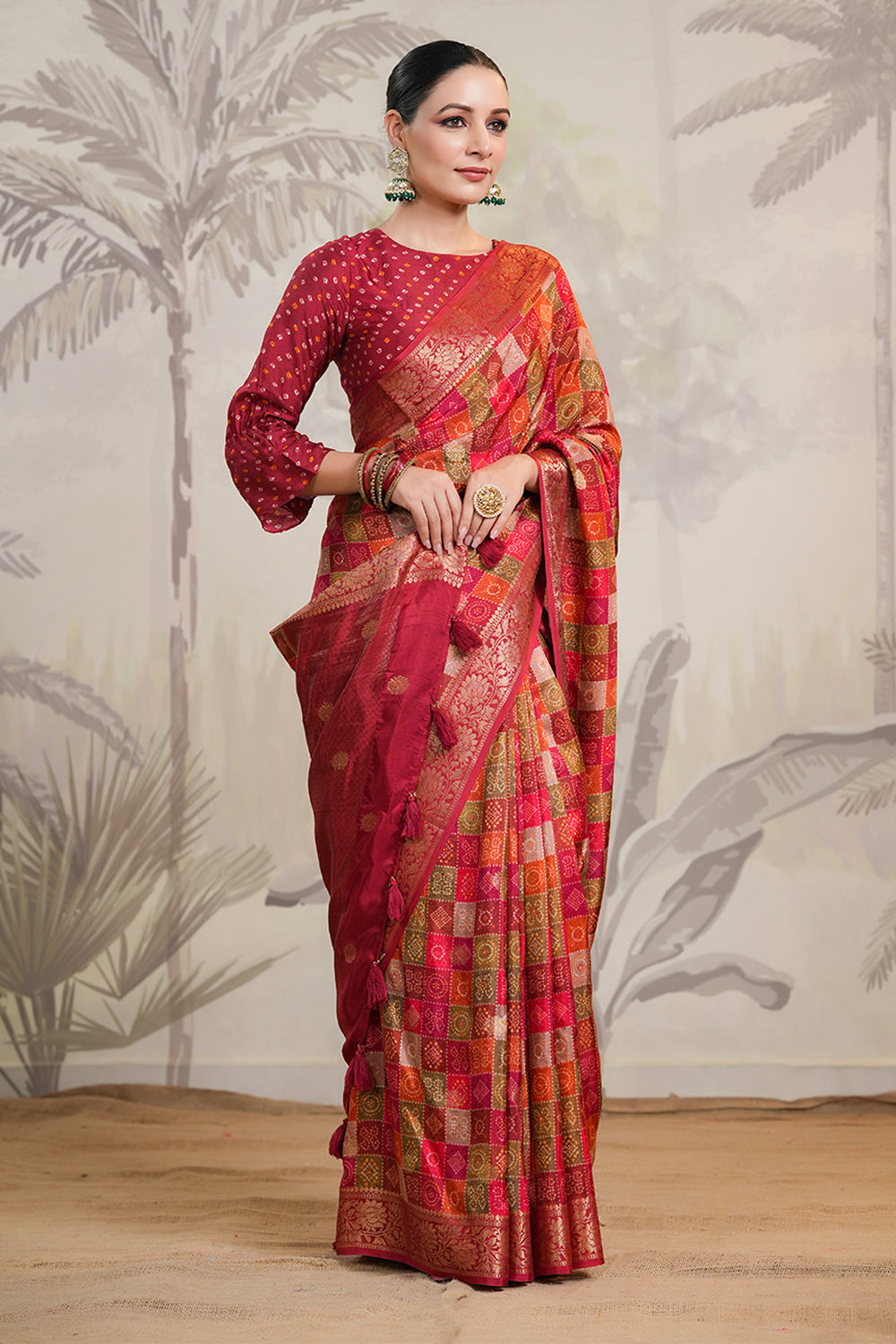 Maroon Color Silk Woven Saree