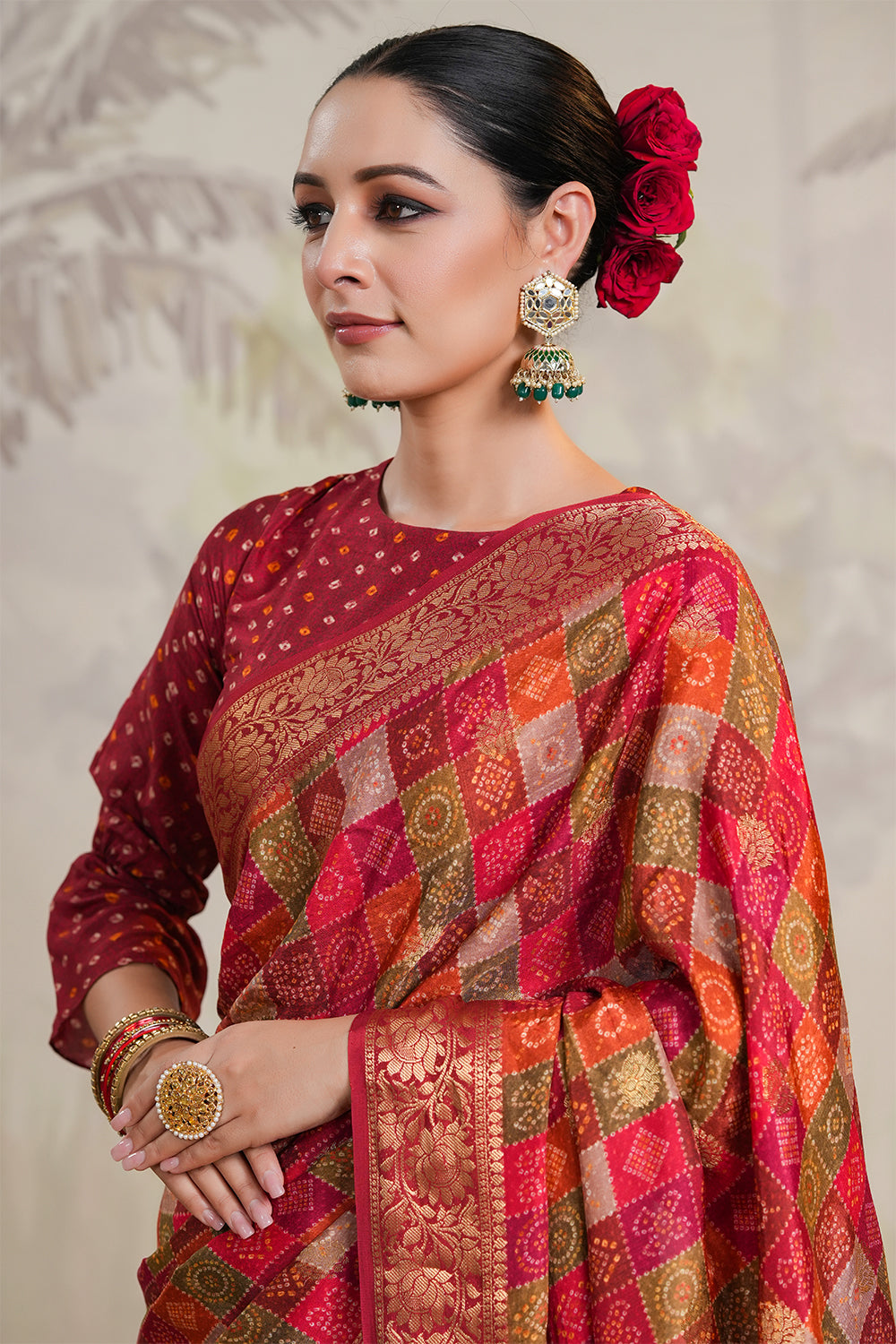 Maroon Color Silk Woven Saree