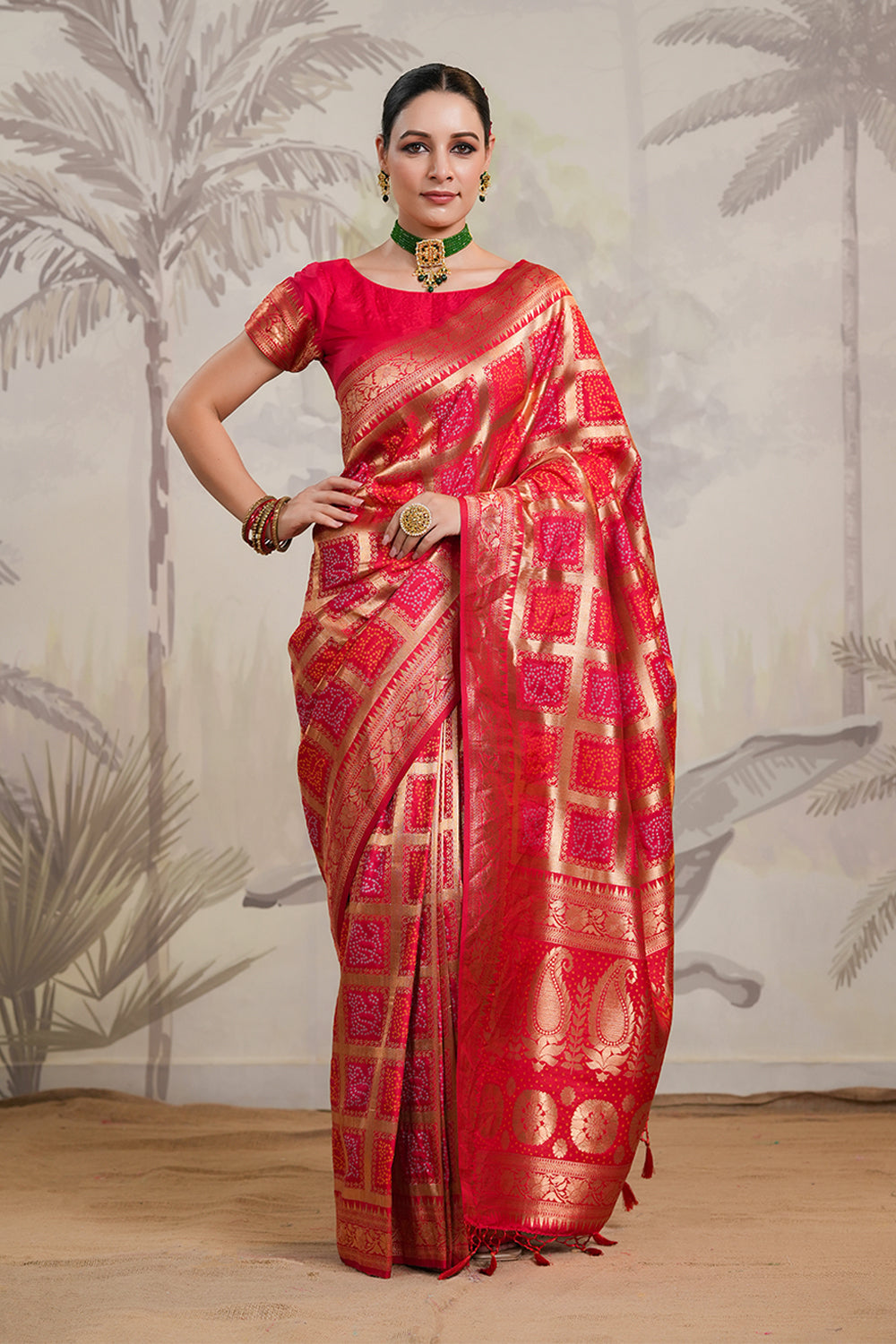 Red Color Silk Woven Saree