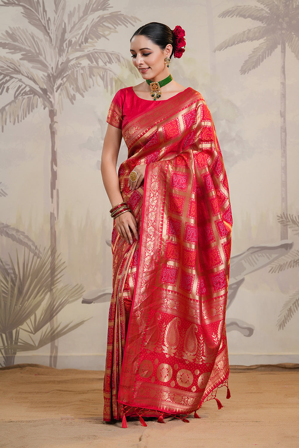 Red Color Silk Woven Saree