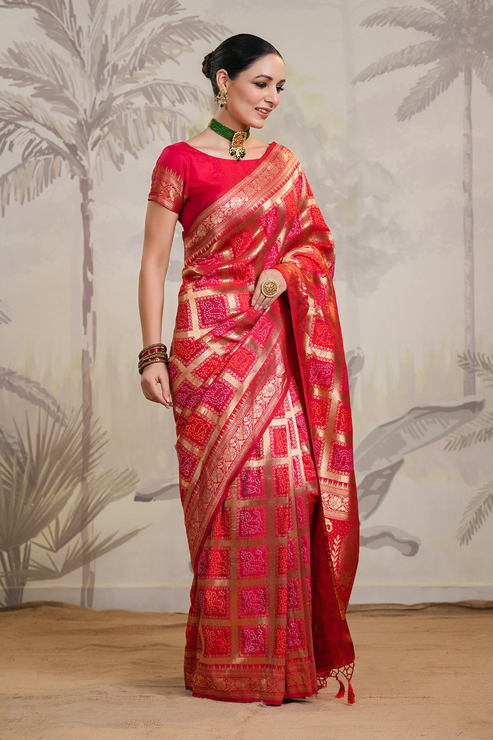 Red Color Silk Woven Saree