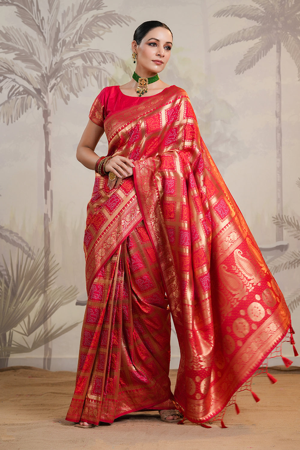 Red Color Silk Woven Saree