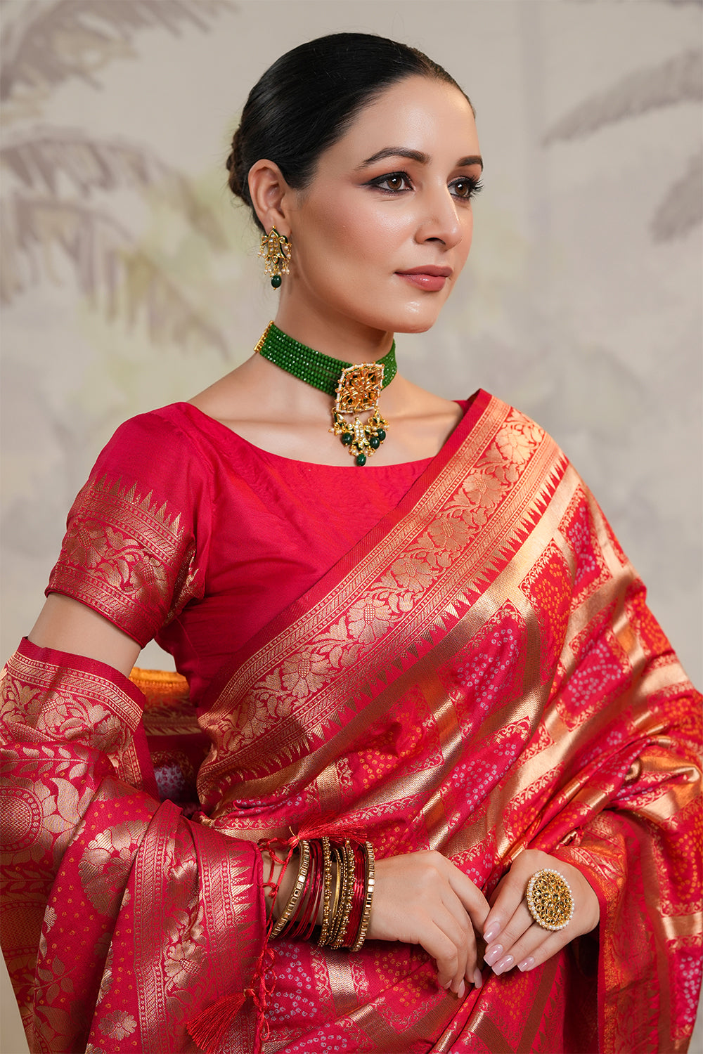 Red Color Silk Woven Saree