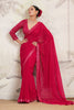 Fuchsia Pink Color Georgette Swarovski Work Saree