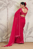 Fuchsia Pink Color Georgette Swarovski Work Saree