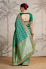 Teal Color Woven Silk Saree