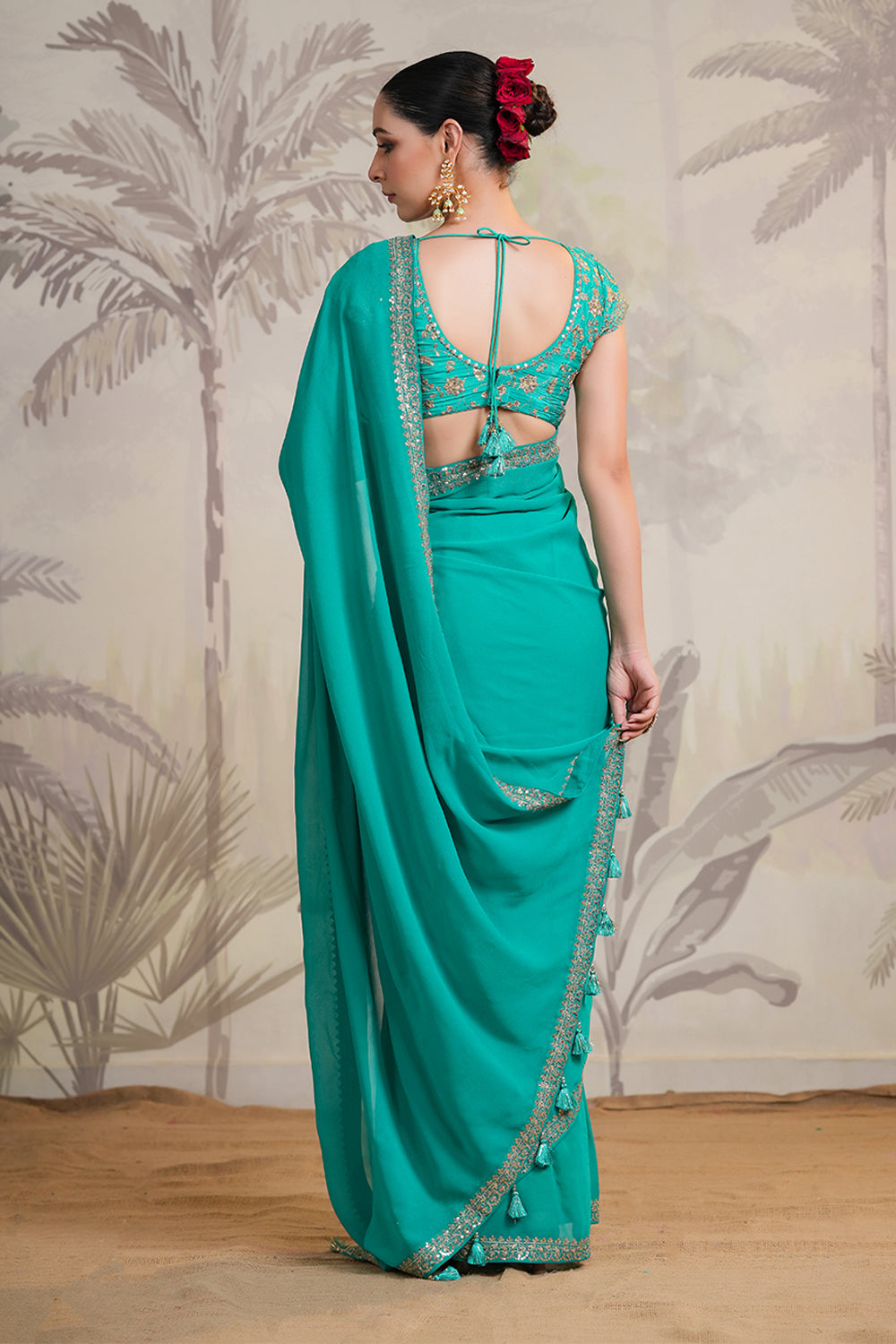 Teal Color Georgette Saree