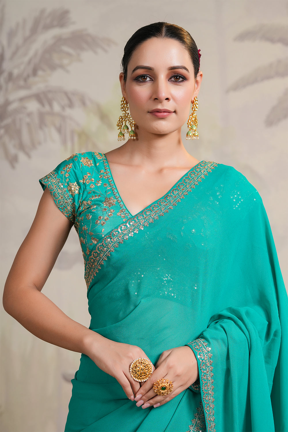 Teal Color Georgette Saree