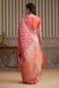 Coral Color Woven Silk Saree