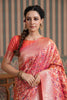 Coral Color Woven Silk Saree