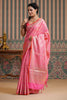 Coral Color Woven Silk Saree