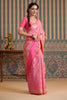 Coral Color Woven Silk Saree