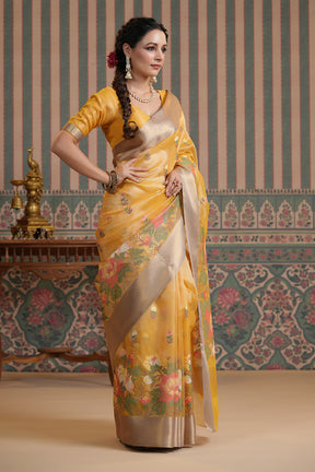 Mustard Colour Kora Silk Saree